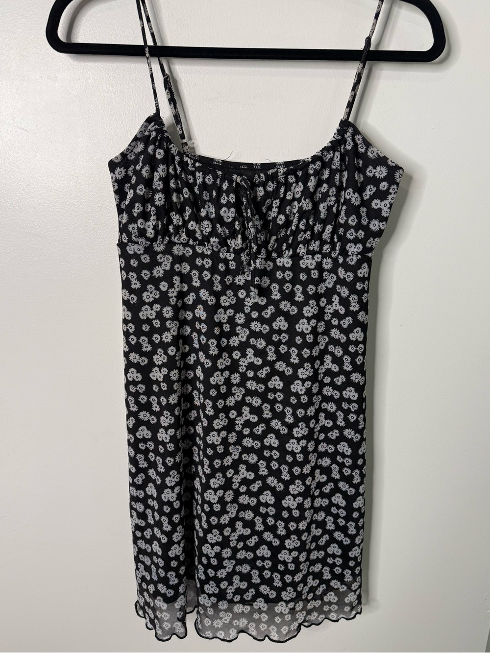 Aeropostale Black Floral Mini Dress Small Y2K 90s Ditsy Grunge Babydoll